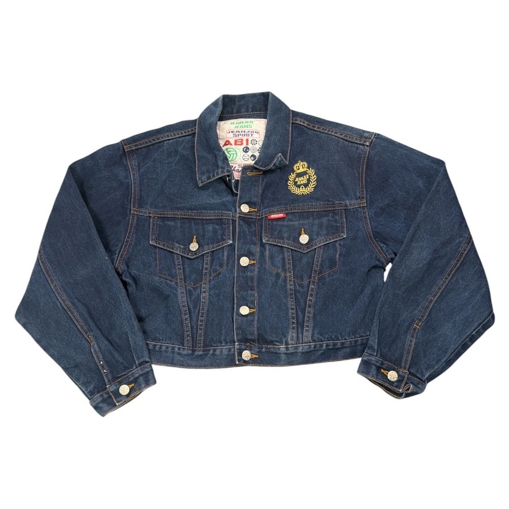 Vintage JeanJer Jeans Spirit Champion Cropped Denim Jacket Dark Wash Small
